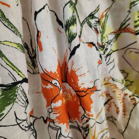 Inc International Concept 100%Linen Boho Floral Peasant Blouse Size XL - Picture 3 of 6